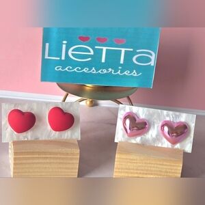Heart Earrings - Red and Pink